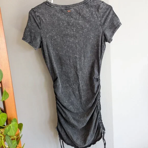 Ruched t-shirt dress, black, XS - Picture 5 of 6
